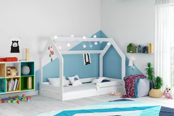 Kinderbett mit Rausfallschutz Hausbett Domi I Weiß 20