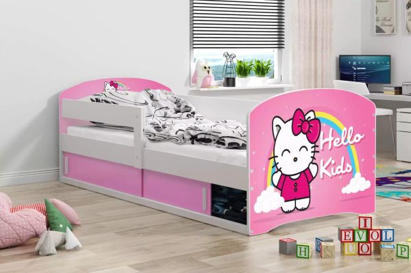Kinderbett Leo 80x160 Einzelbett Weiß Rosa Hello Kitty 20